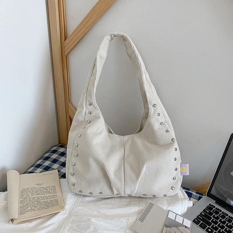 Women's Vintage Corduroy Shoulder Bag | Rivet Underarm Handbag
