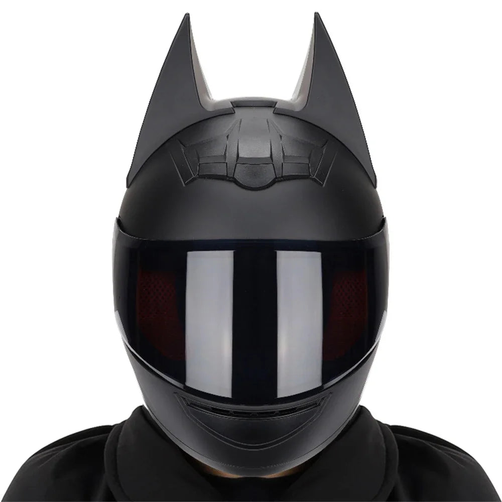 KEMITOUR Bat Ears Full Face Motorcycle Helmet – DOT Certified Full Face Helmet Nixie Matte-Black L