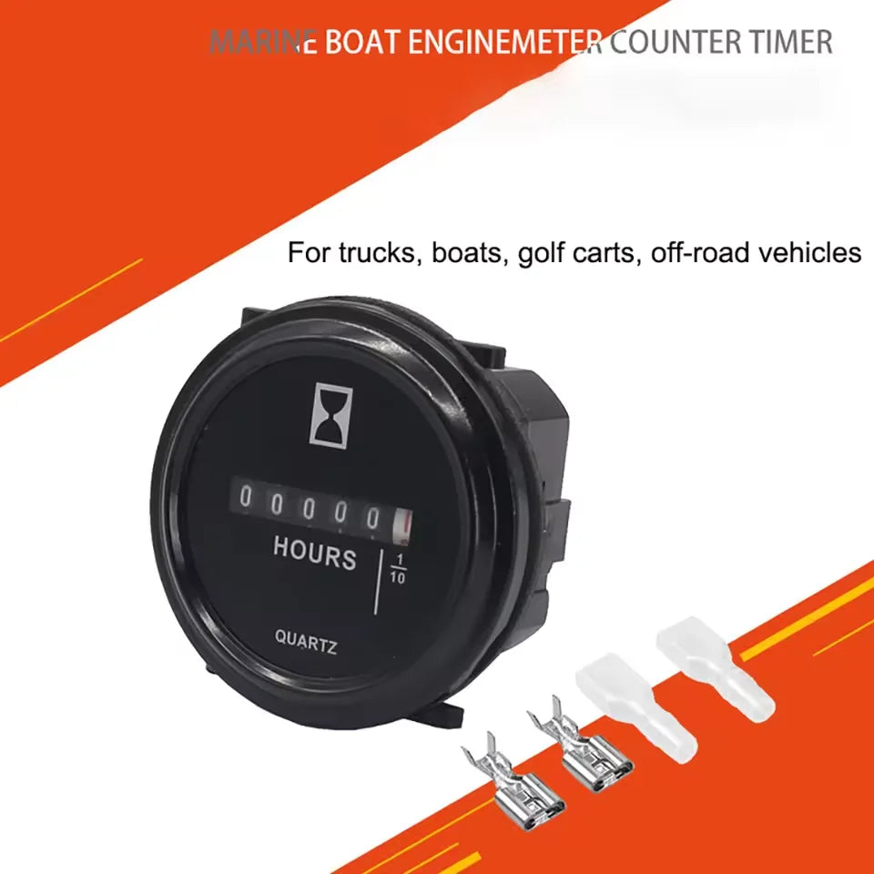 6V-80V Waterproof Digital Hour Meter Gauge | Marine & Auto Engine Hour Meter Nixie