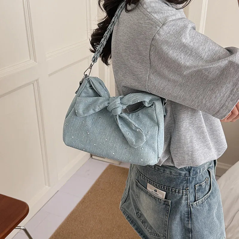 Women's Denim Crossbody Bag – Trendy Underarm Shoulder Handbag Denim Shoulder Bag Nixie