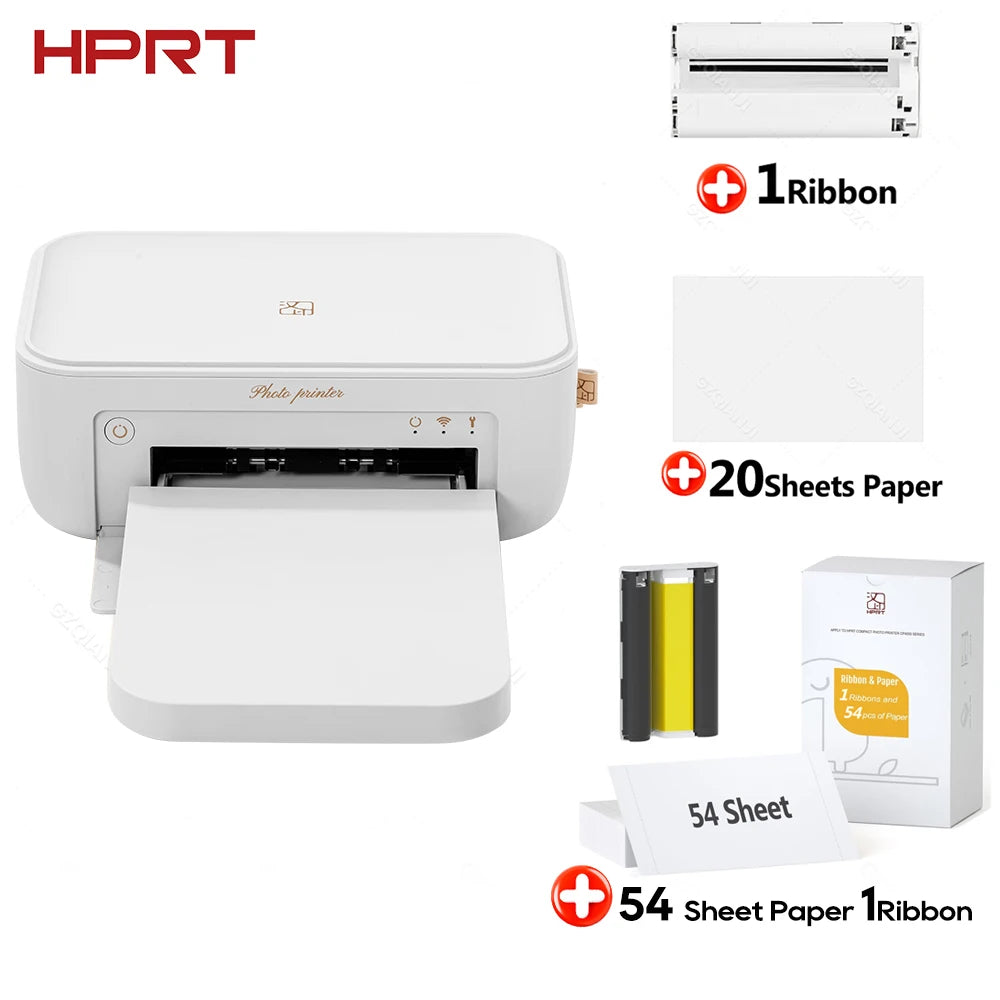 HPRT CP4100 Wireless 4x6 Photo Printer | Sublimation 300dpi Photo Printer Nixie WH Printer add 74pcs EU Plug