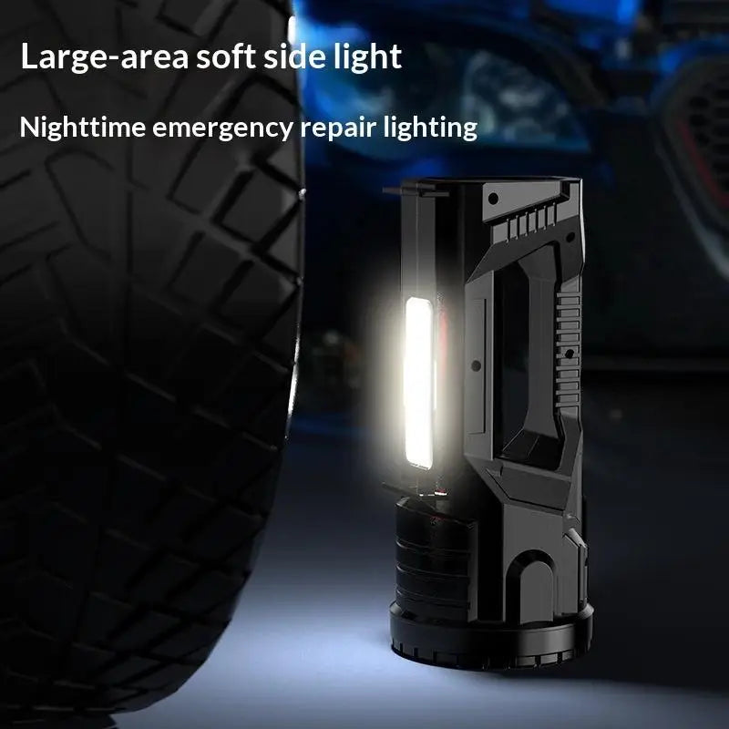 Rechargeable LED Flashlight with COB Side Light & Power Display