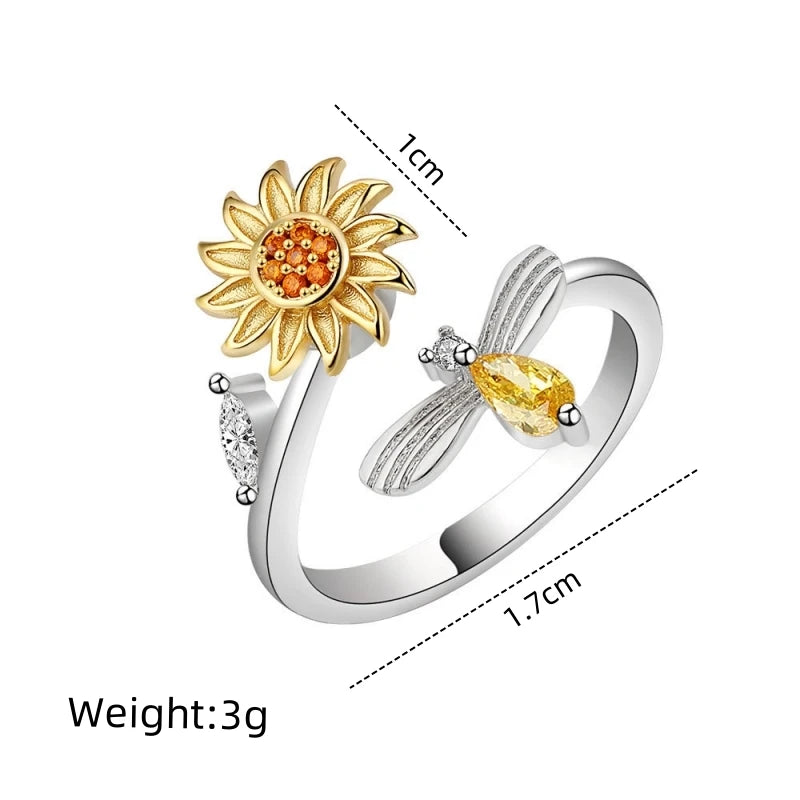 14K Gold Plated Rotatable Zirconia Ring – Women's Fashion Fashion Ring Nixie