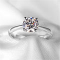 Silver-Tone Four-Claw Glass Zircon Adjustable Ring for Women Fashion Ring Nixie StyleA resizable
