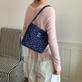 Plaid Floral Bucket Bag – Large Capacity Women's Crossbody Bucket Shoulder Bag Nixie BB-1491Blue