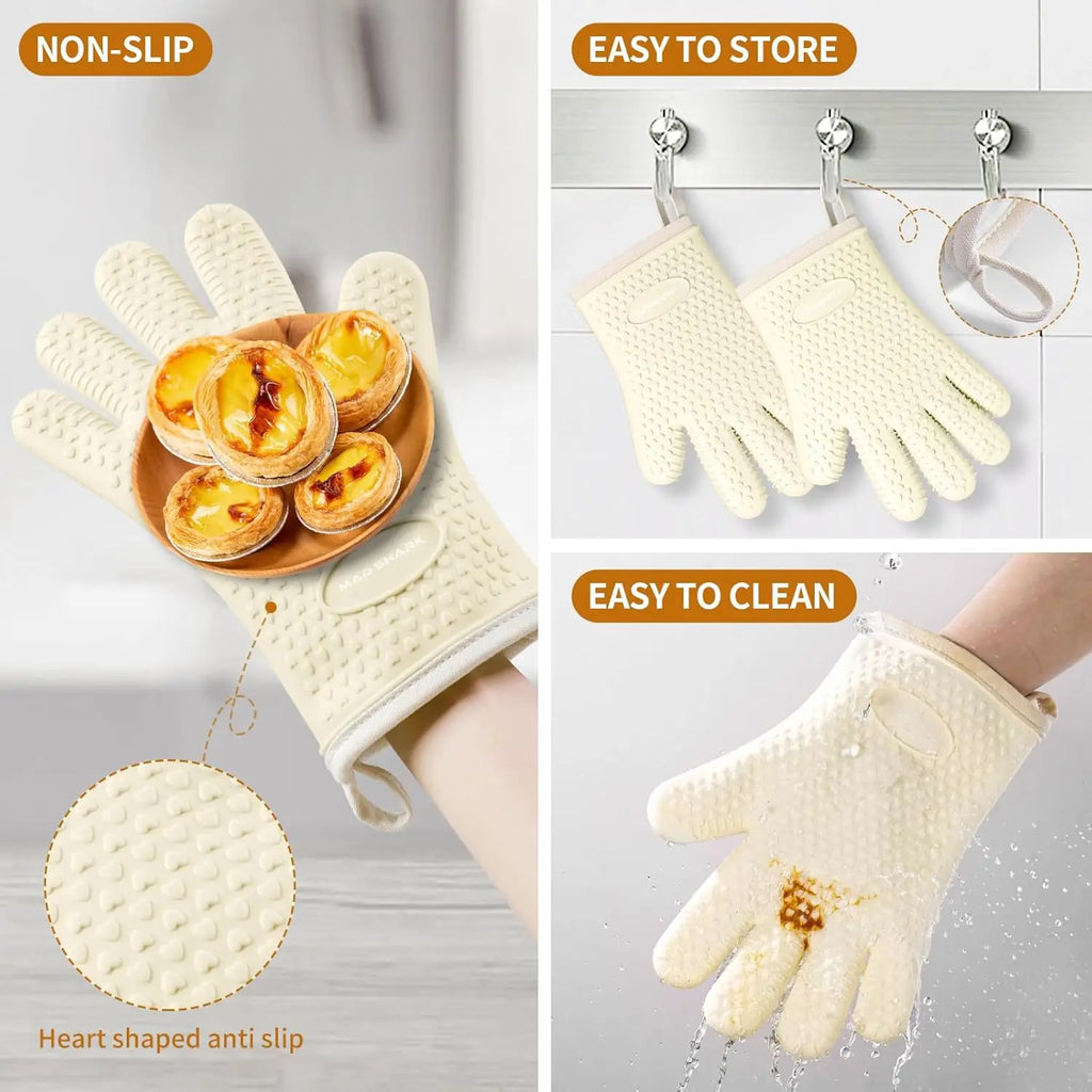 Silicone Oven Gloves | Heat Resistant BBQ & Baking Mitts Silicone Oven Gloves Nixie
