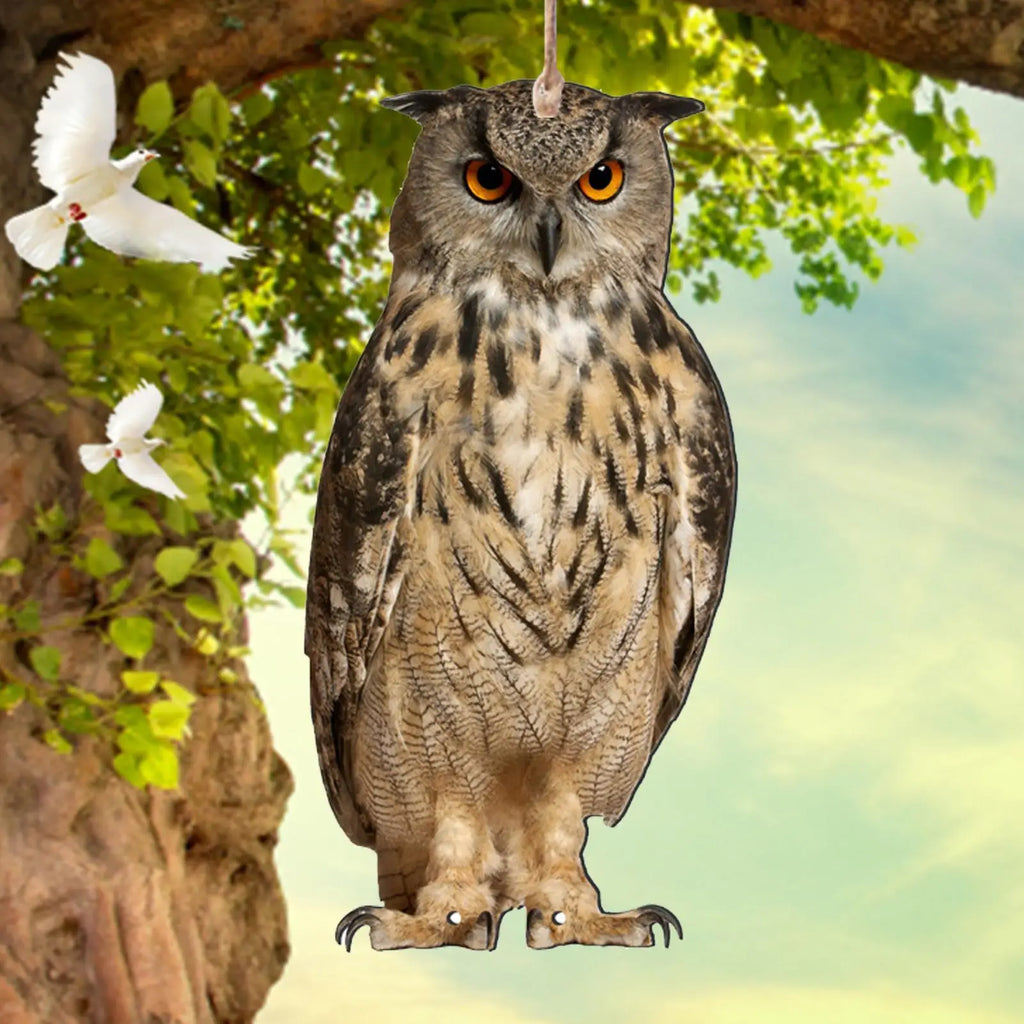 Fake Owl Decoy with Bells – Hanging Waterproof Bird Repeller Bird Repeller Decoy Nixie