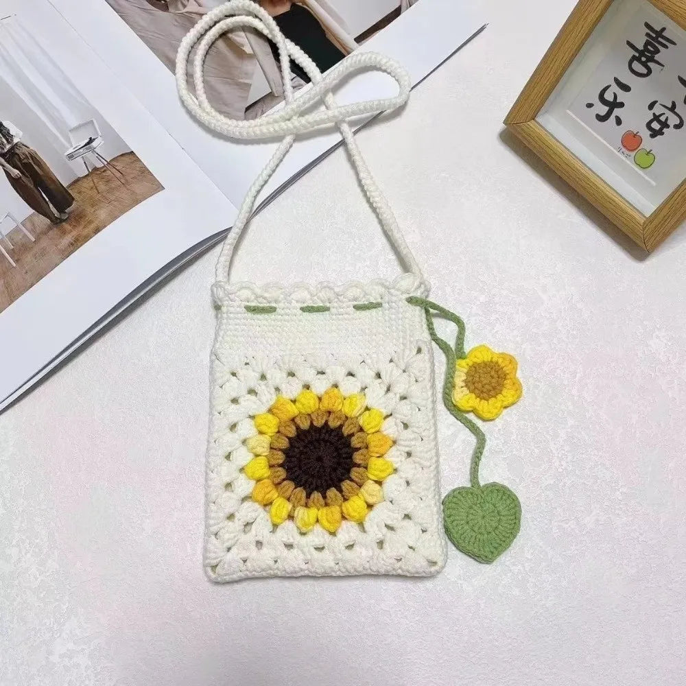 DIY Sunflower Crochet Bag Kit – Beginner Crossbody Starter Set Crochet Craft Kit Nixie