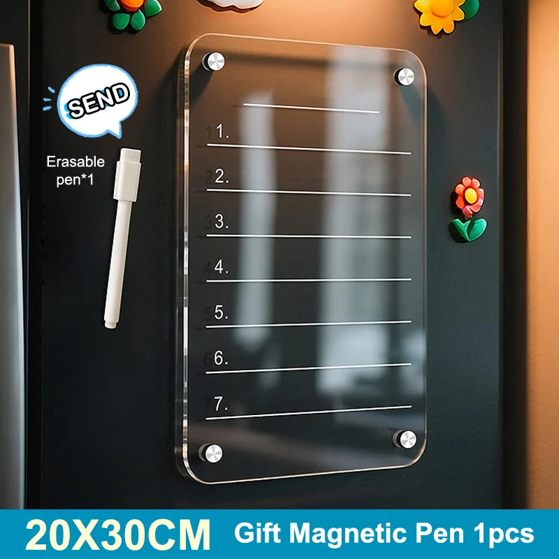Acrylic Magnetic Whiteboard Calendar & Weekly Planner for Fridge Magnetic Whiteboard Planner Nixie 20X30CM Line