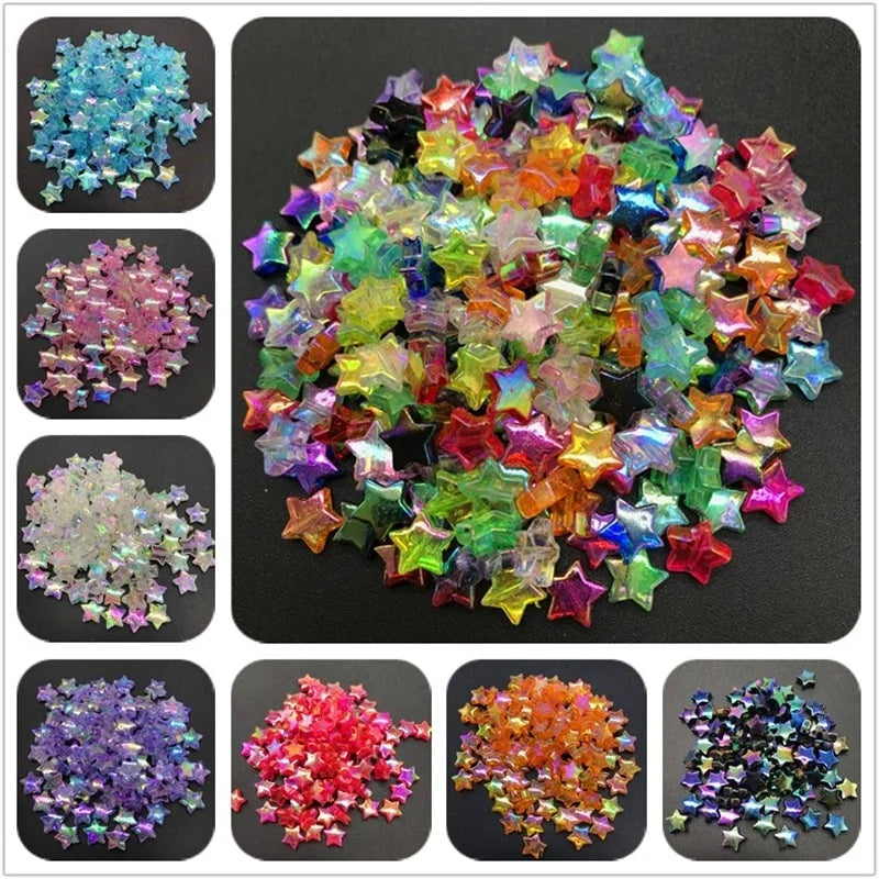 20Pcs Star Acrylic Spacer Beads Rainbow Transparent 11mm DIY Jewelry Acrylic Craft Beads Nixie