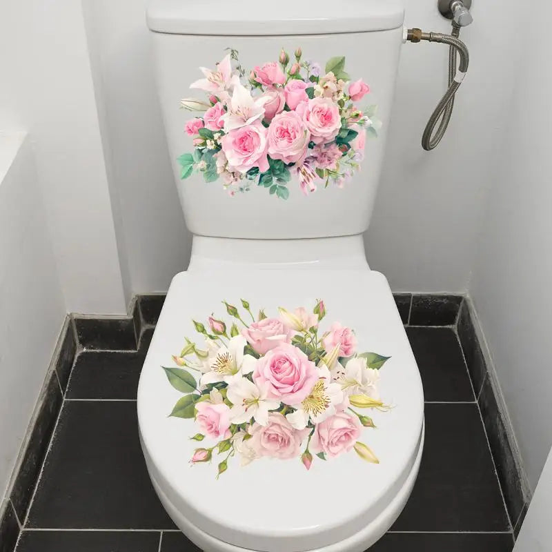 Flower Pattern Bathroom Wall Stickers – Removable PVC Decal Wall Decal Sticker Nixie