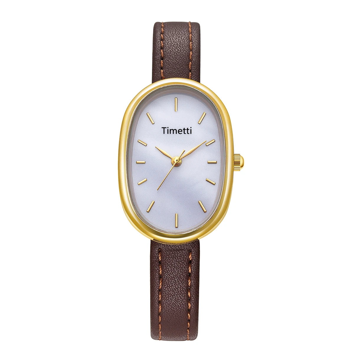 REBIRTH Retro Oval Leather Women's Watch – Quartz Elegant Women's Quartz Watch Nixie Grey