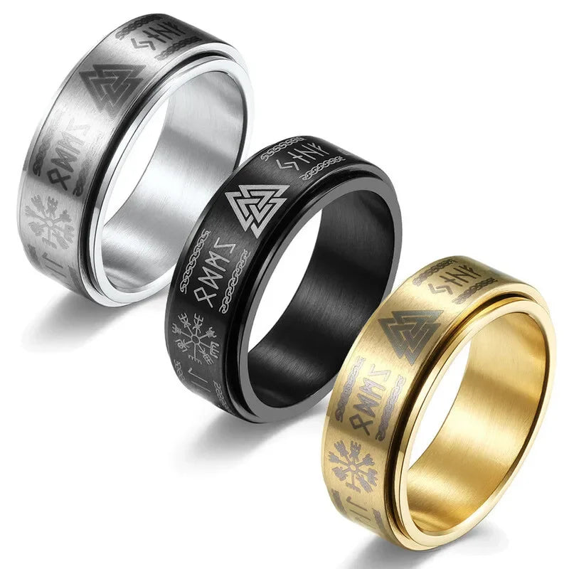 Rotatable Viking Amulet Stainless Steel Ring | Sizes 6–12 Spinner Fashion Ring Nixie