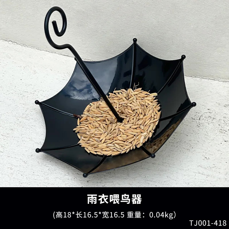 Retro Copper Umbrella Bird Feeder Outdoor Garden Pendant Décor Decorative Bird Feeder Nixie black