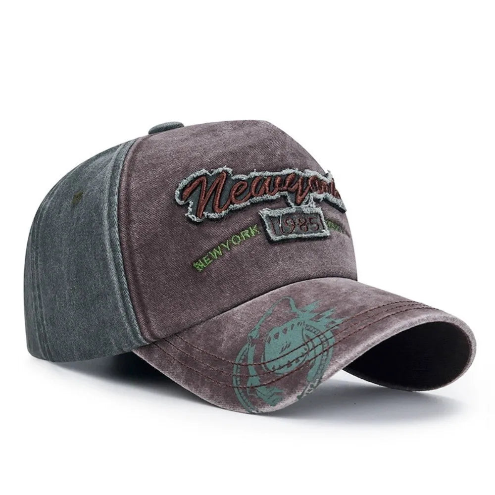 Two-Tone New York 1985 Distressed Washed Cotton Baseball Cap Baseball Cap Nixie Coffee