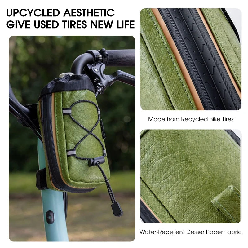 ESLNF Recycled Tire Bike Handlebar Water Bottle Bag – MTB Bike Handlebar Bag Nixie