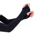 Ice Silk UV Arm Sleeves – Unisex Fingerless Sun Cover Cycling Arm Sleeves Nixie black One Size