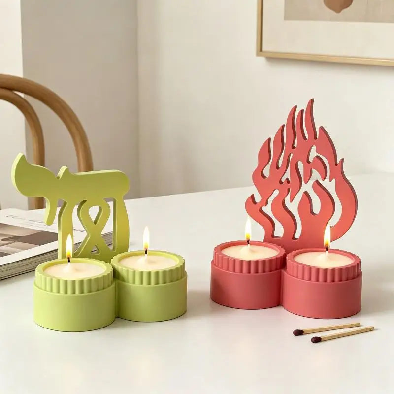 Silicone Candle Holder Mold Set – Tealight & Fire Shape DIY Mould Silicone Casting Mold Nixie