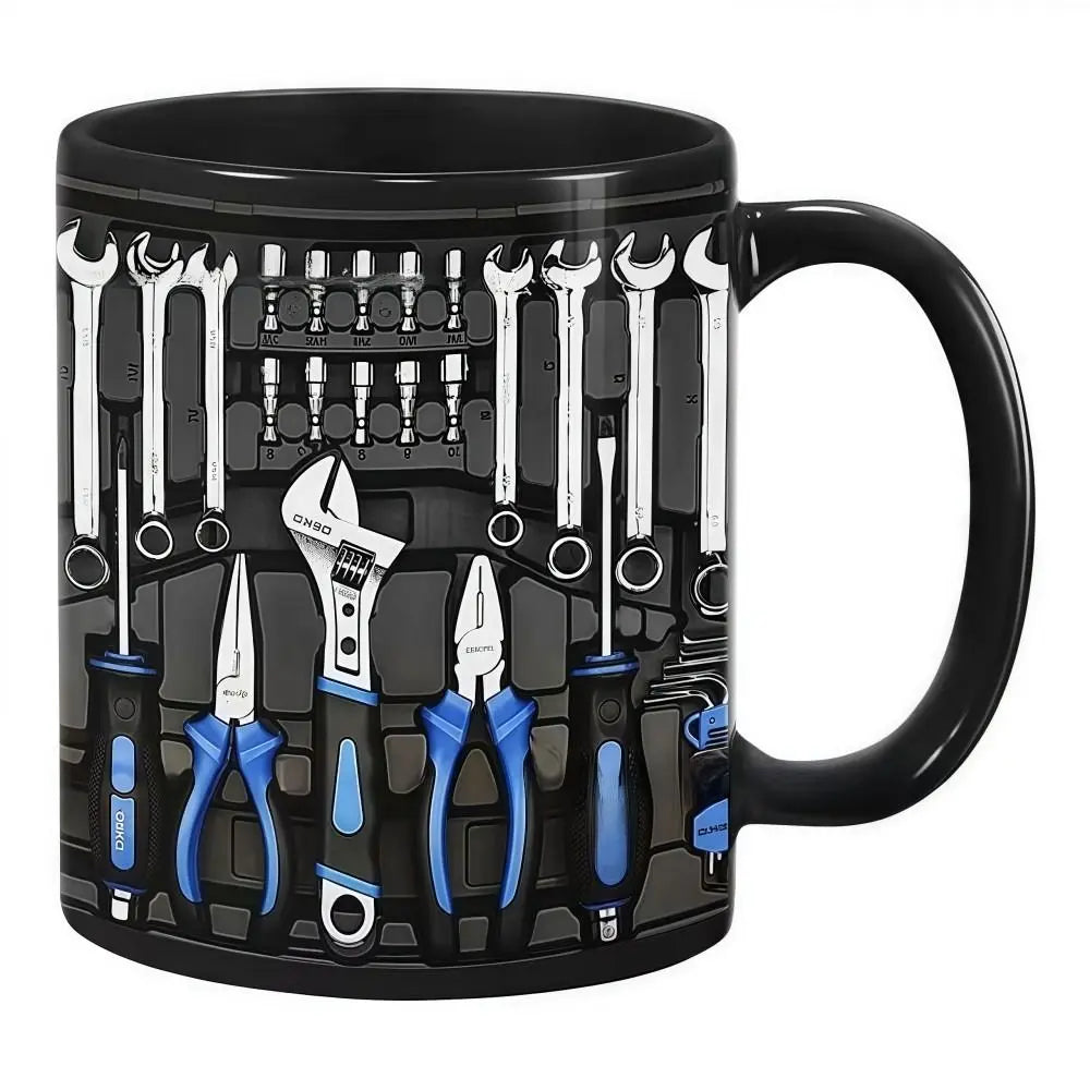 Mechanic Wrench Ceramic Coffee Mug 11oz | Tool Pattern Gift Novelty Coffee Mug Nixie