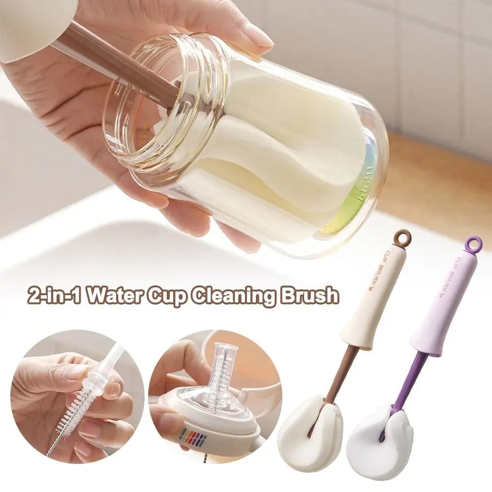 Long-Handle 2-in-1 Cup Cleaning Brush with Sponge