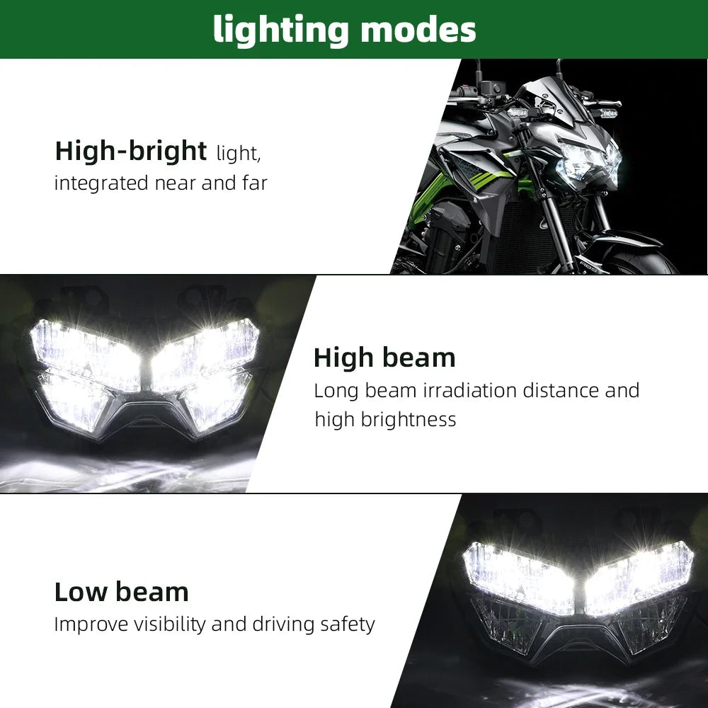 E-MARK LED Headlight for Kawasaki Z900 Z650 Z400 KLR650 Motorcycle Headlight Nixie