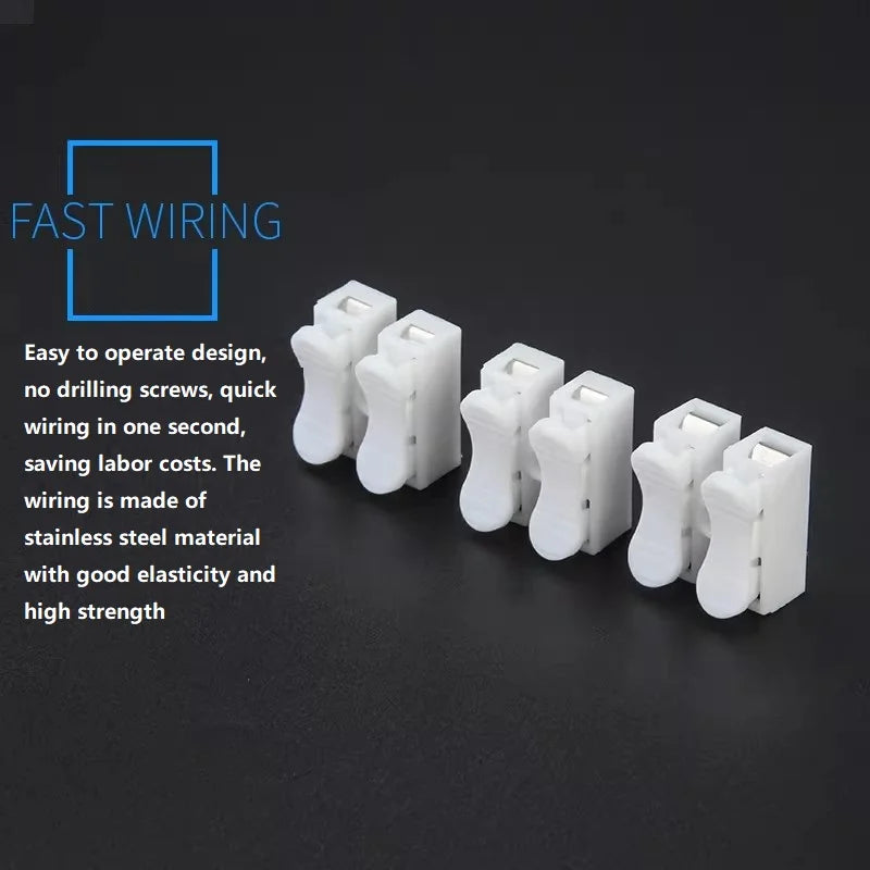 50Pcs Quick Wire Connectors Spring Clamp Screwless Terminal Block