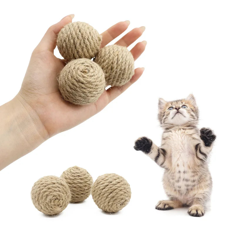5PCS Interactive Sisal Ball Cat Toys with Sound – Indoor Cats Cat Toy Set Nixie