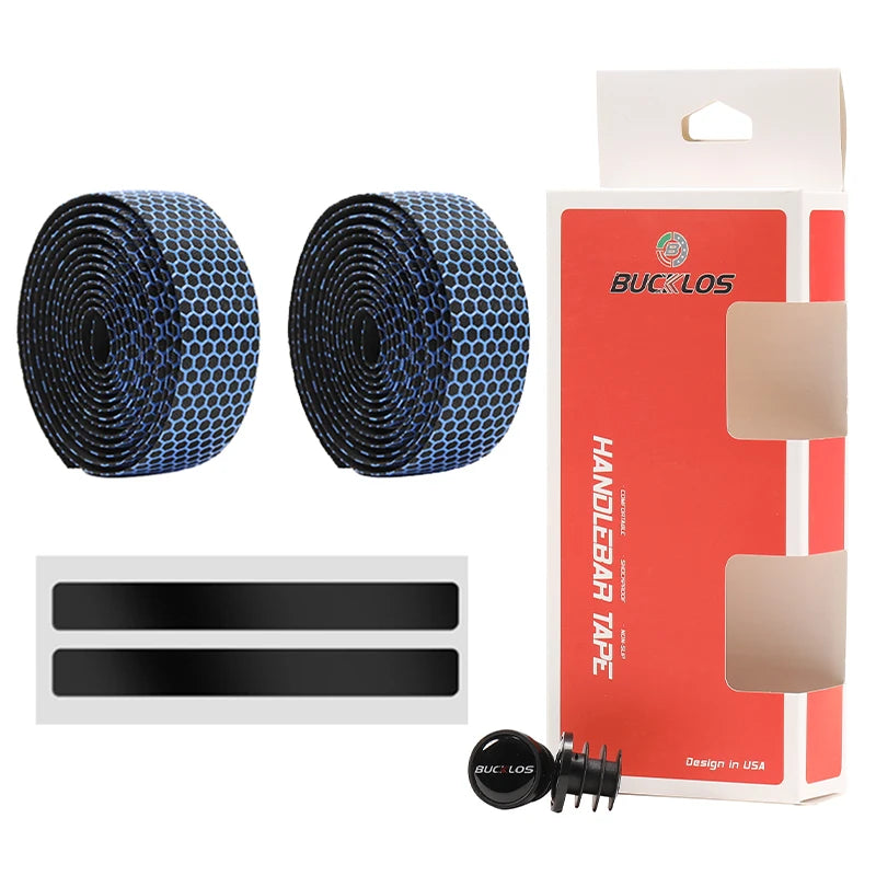 BUCKLOS Road Bike Handlebar Tape with Bar End Plugs Bike Handlebar Tape Nixie Blue