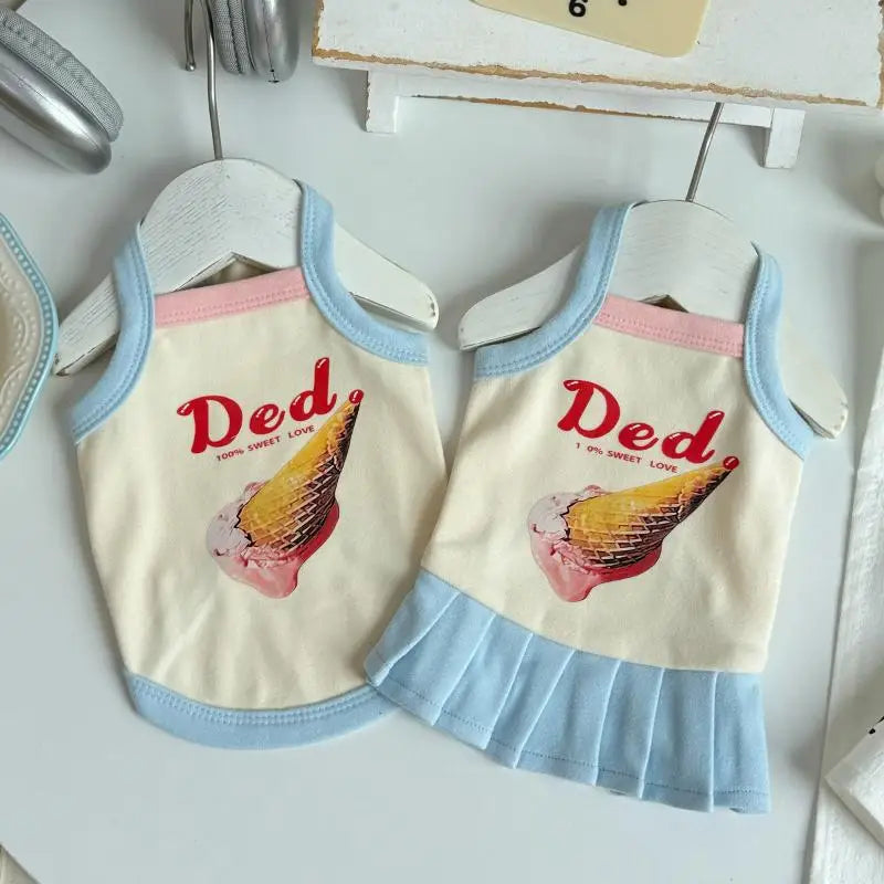 Small Dog Princess Sling Dress – Ice Cream Print Pet Outfit Dog Dress Nixie