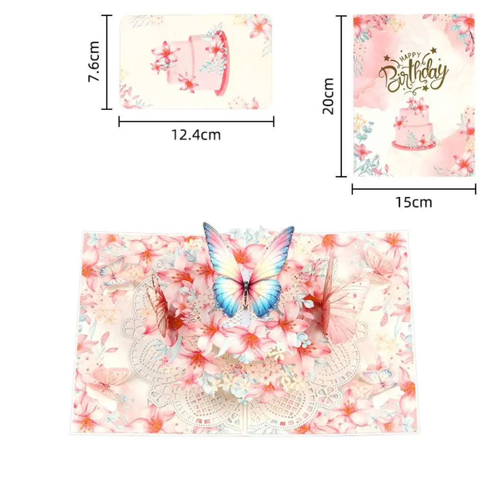 3D Pop-Up Butterfly Flower Birthday Card with Envelope Pop-Up Greeting Card Nixie