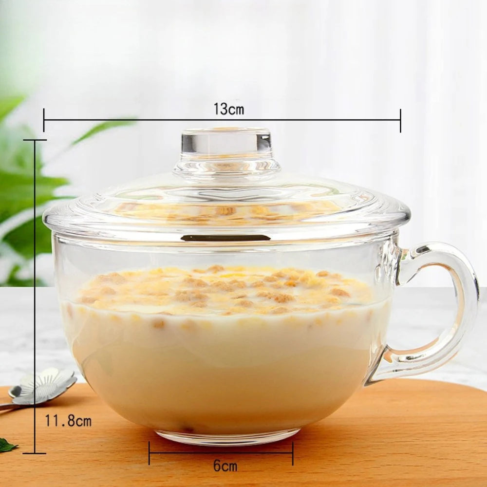 Clear Glass Bowl with Handle – Microwave Safe Breakfast Bowl Glass Dining Bowl Nixie