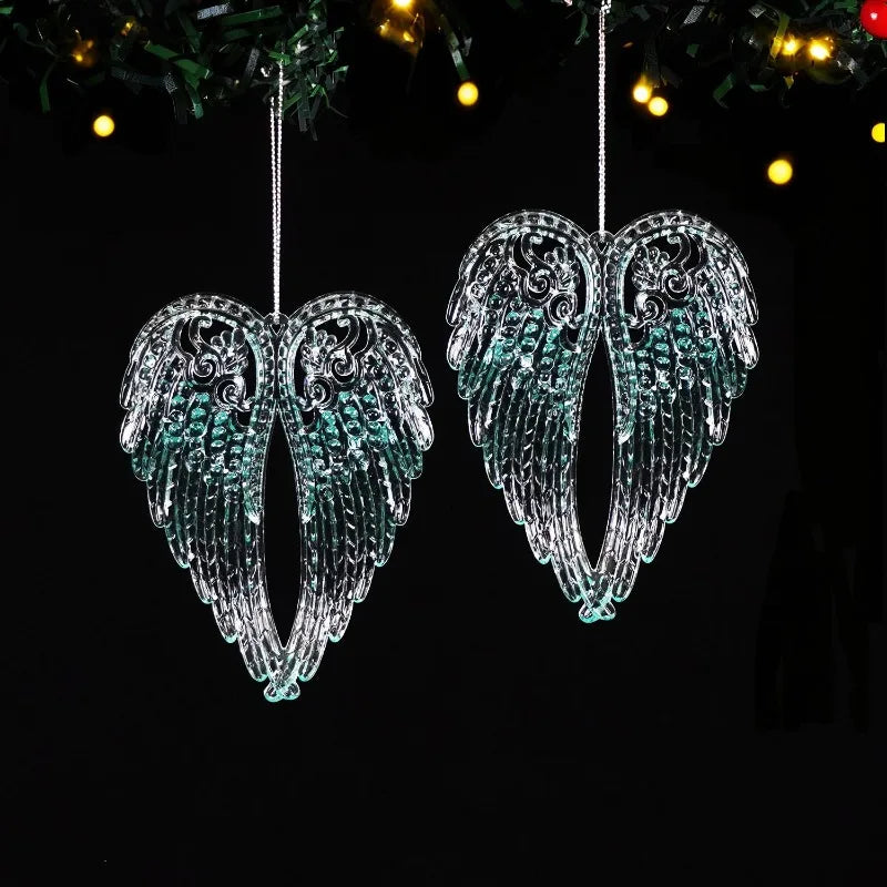 5PCS Acrylic Crystal Angel Wings Christmas Tree Ornaments Christmas Tree Ornaments Nixie