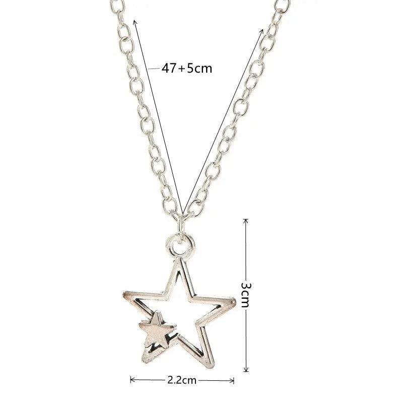 Vintage Pentagram Star Pendant Necklace | Unisex Black Rope Pendant Necklace Nixie