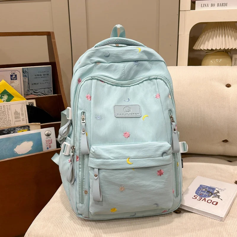 Embroidered Large Capacity Nylon School Backpack School Backpack Nixie