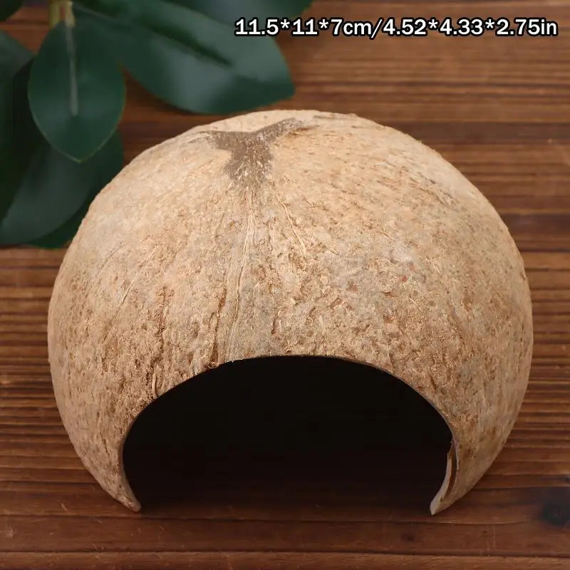 Coconut Shell Reptile Hideout Hut for Aquarium & Terrarium Reptile Hideout Nixie A2
