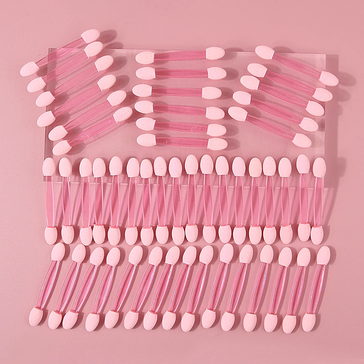 50pcs Pink Double-Ended Eyeshadow Applicator Sponge Sticks Eyeshadow Applicator Nixie