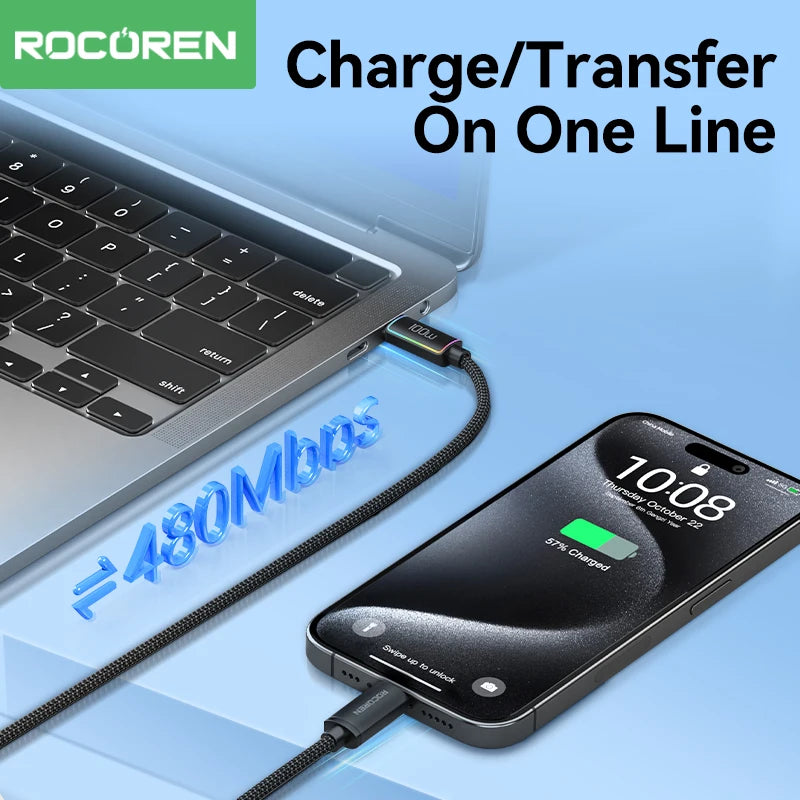 Rocoren 100W USB-C Cable 5A PD 3.1 Fast Charging – Samsung, Mac USB-C Charging Cable Nixie
