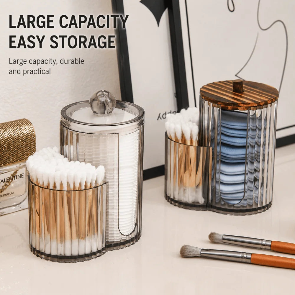 2-in-1 Q-Tip Holder Dustproof Makeup Pad Organizer Storage Box Makeup Organizer Box Nixie