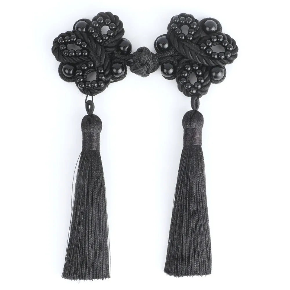 Chinese Tassel Plate Buckle Hand-Beaded Knot Button DIY