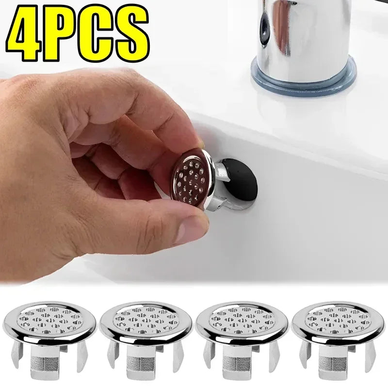 4PCS Chrome Sink Overflow Cover Ring Basin Drain Cap Replacement Sink Overflow Cover Nixie
