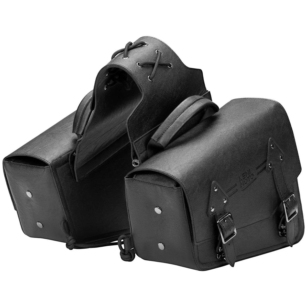 KEMITOUR Waterproof PU Leather Motorcycle Saddlebags – Throw Over Motorcycle Saddlebags Nixie Black