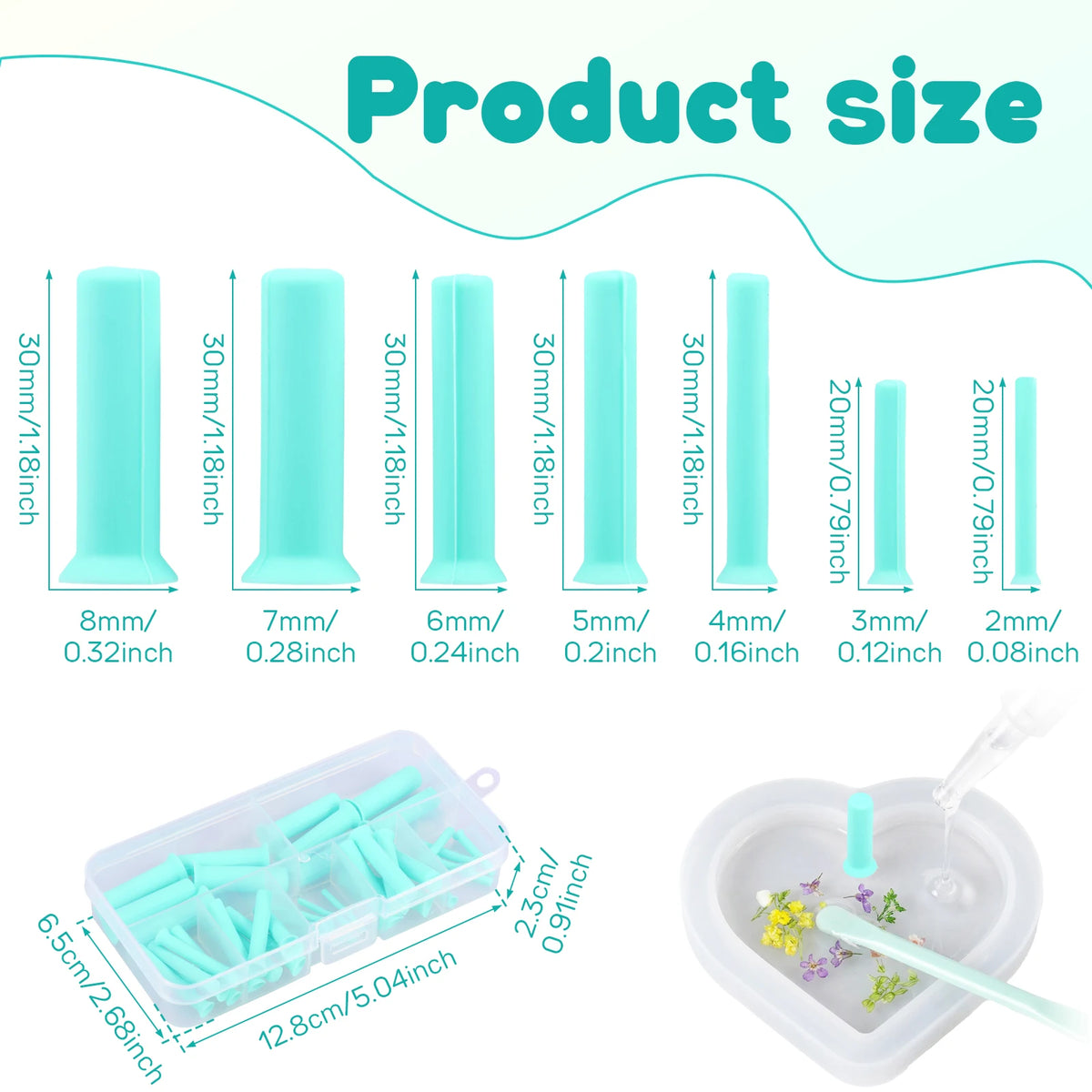 35Pcs Resin Hole Maker Set 2–8mm | No-Drill Silicone Punch Kit Resin Craft Tool Set Nixie