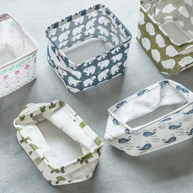 Cotton Linen Waterproof Desktop Storage Basket Organizer Desktop Storage Basket Nixie
