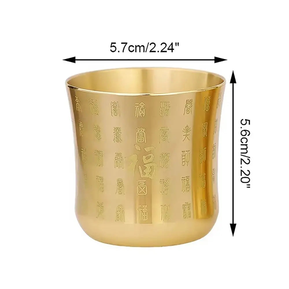 Brass Baifu Cup Cornucopia Desktop Ornament – 6cm Polished