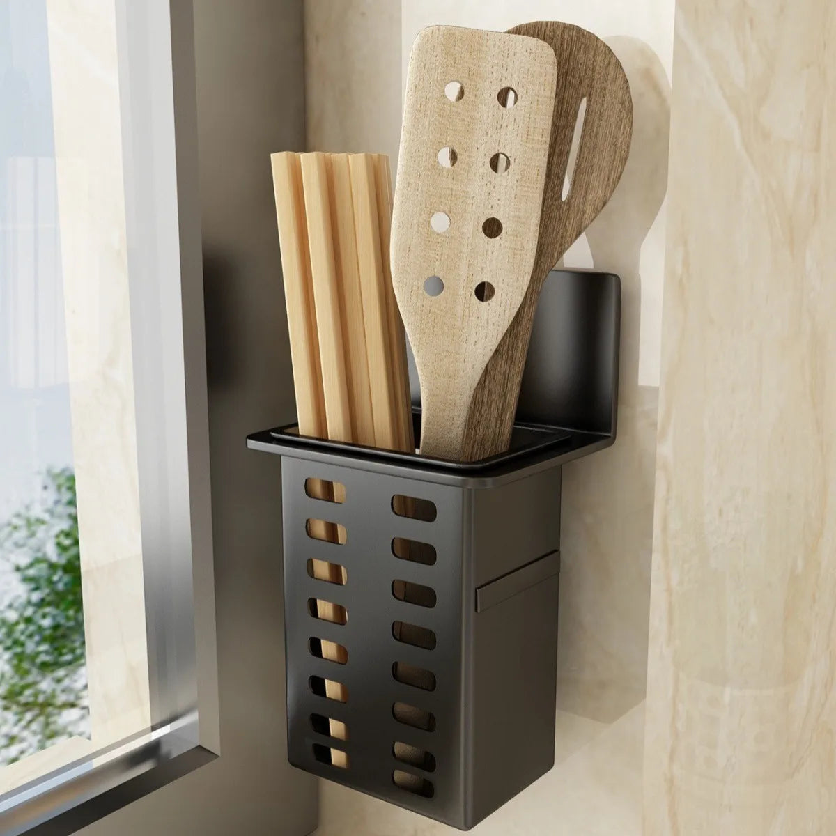 No-Drill Wall Mount Toothbrush Holder & Bathroom Organizer