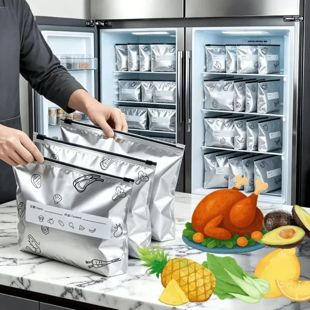 35Pcs Aluminum Foil Resealable Zipper Bags – Freezer & Air Fryer Food Storage Bags Nixie