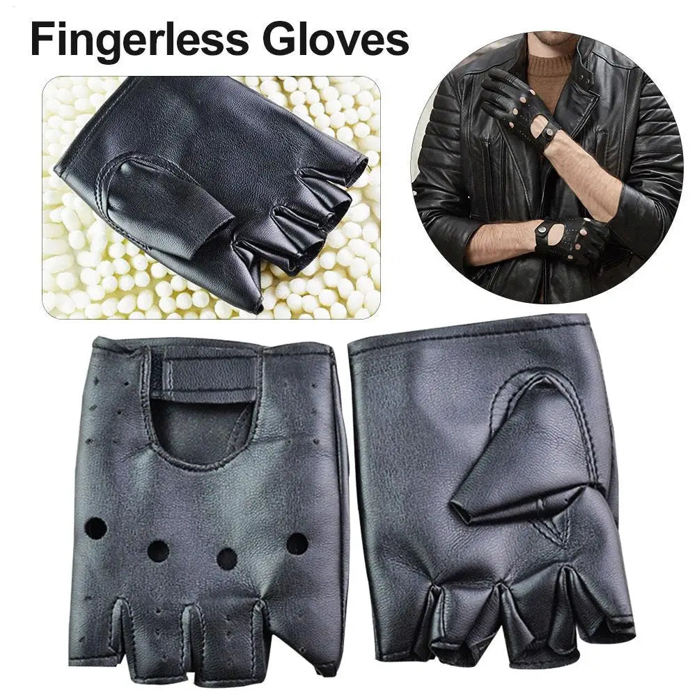 Punk Half Finger PU Leather Gloves – Dance, Fitness & Style Fingerless Fashion Gloves Nixie