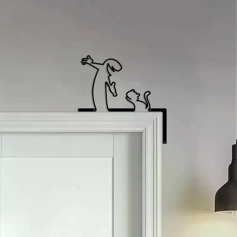 Lucky Cat Wrought Iron Wall Decor Hanging Sign | Home Art Metal Wall Decor Nixie