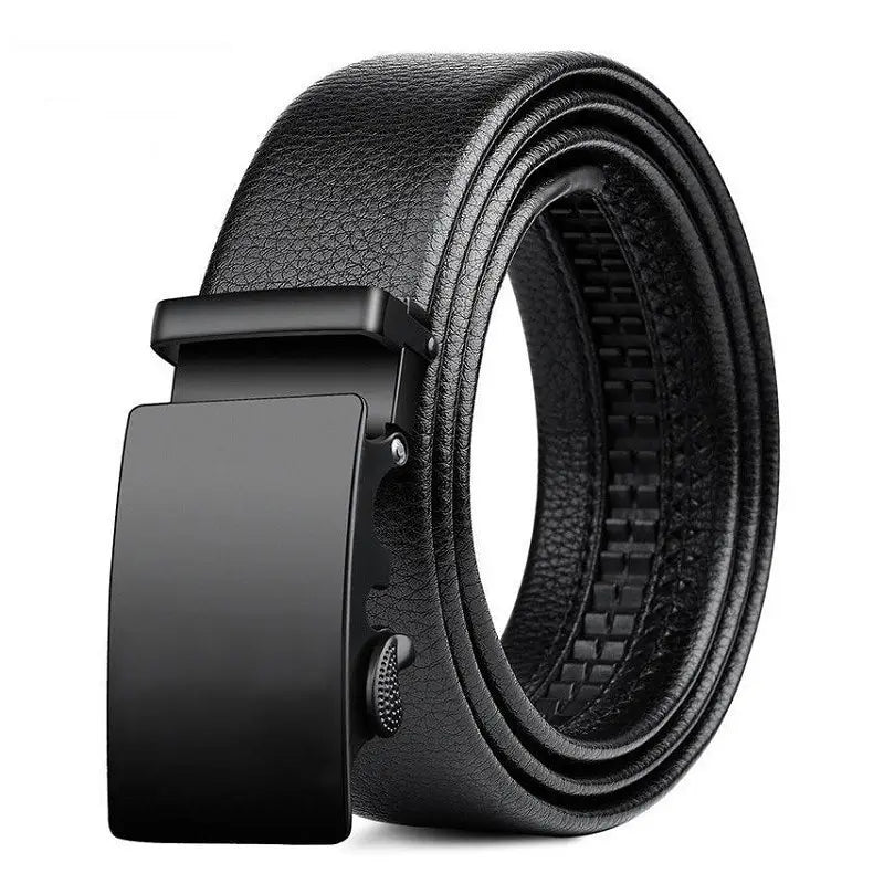 Glossy Faux Leather Business Belt – Lychee Pattern Unisex Faux Leather Belt Nixie black 120cm
