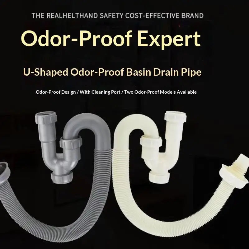 Flexible S-Trap Sink Drain Pipe PP Anti-Odor Hose Fitting Sink Drain Pipe Nixie